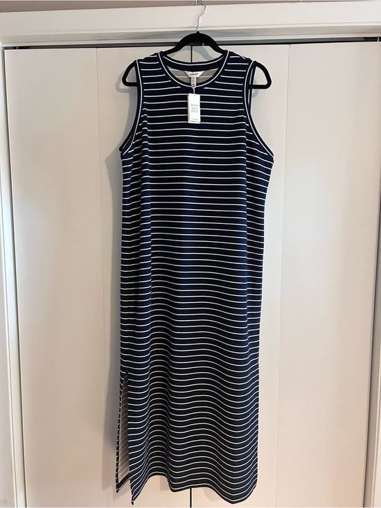 SPANX Dresses & Skirts - SPANX NWT 1X Air Essentials Navy and White Striped Sleeveless Maxi Dress